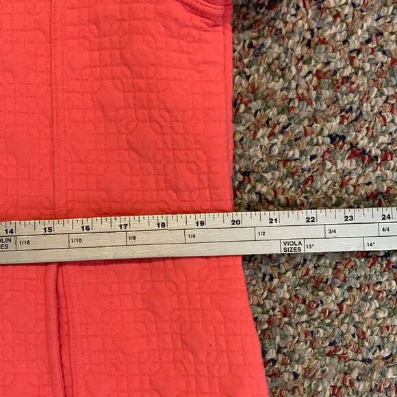Isaac Mizrahi Coral Pink Cotton Interlock Quilted Button Front Jacket Size M - Picture 13 of 14